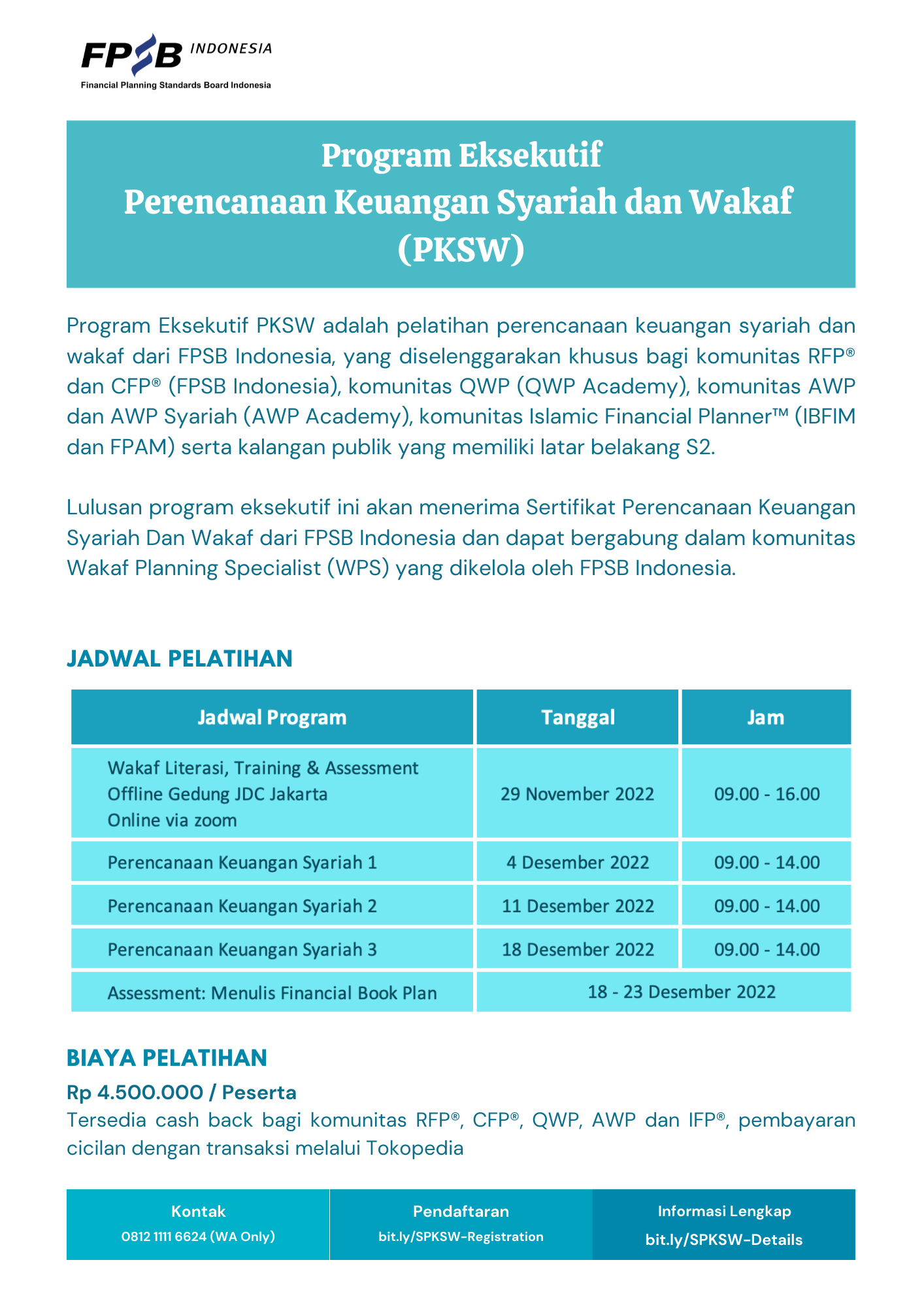 Program SPKSW (Sertifikasi Perencanaan Keuangan Syariah dan Wakaf)